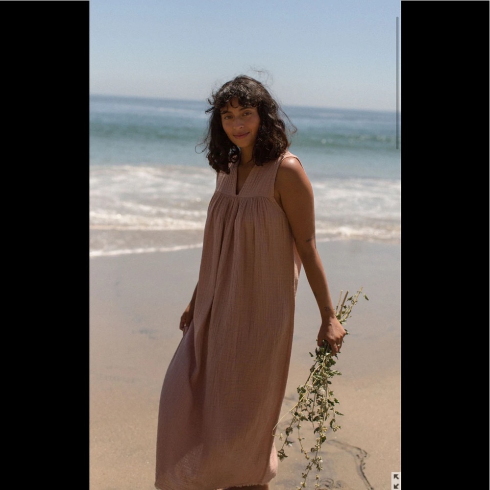 Go Gently Nation gauze frock, dune